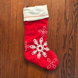 Pottery Barn Kids Quilted Christmas Stocking - Red with White Snowflakes
